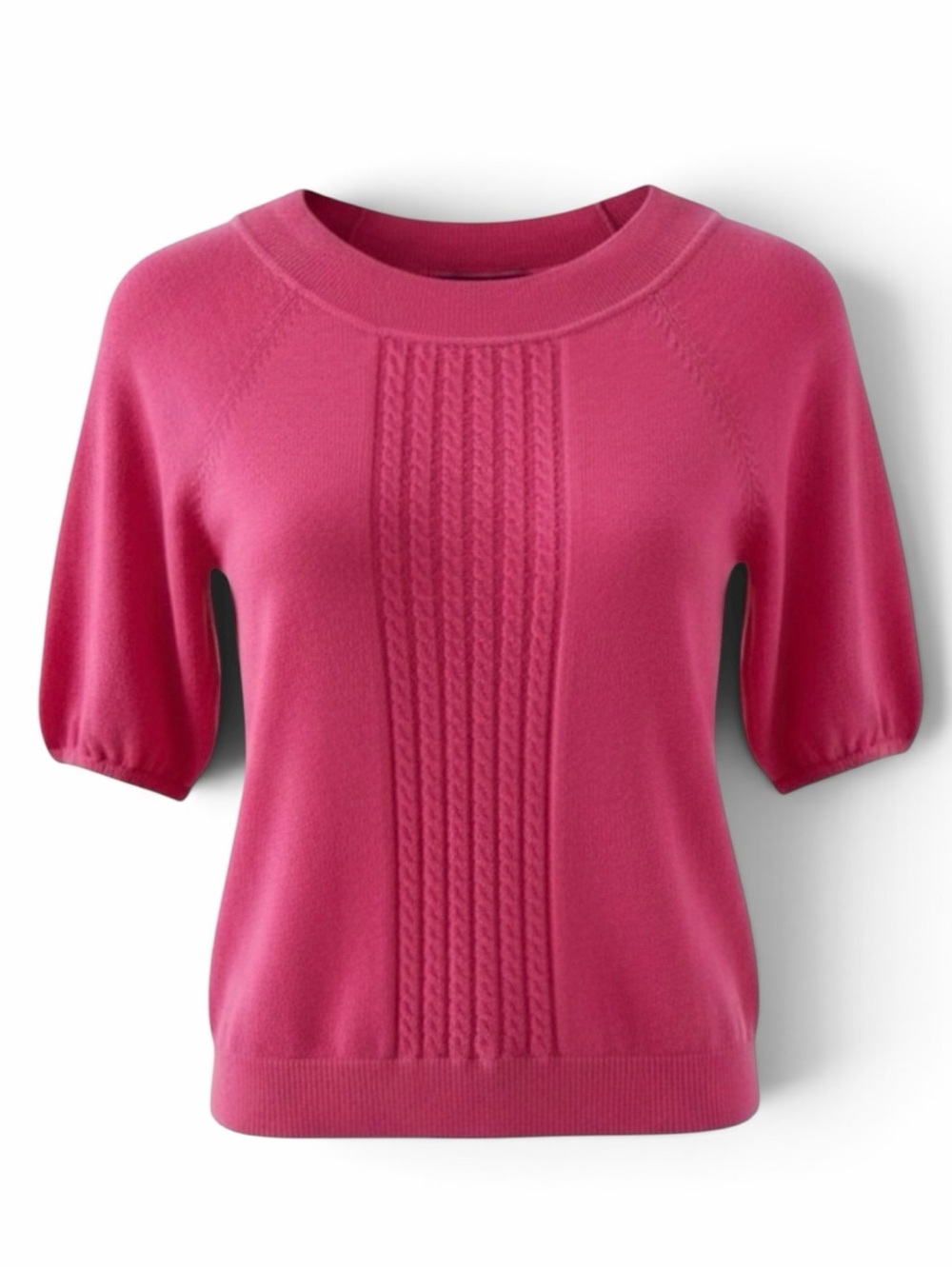 BeBe Pink Short Sleeve Mini Cable Knit Sweater Size Small